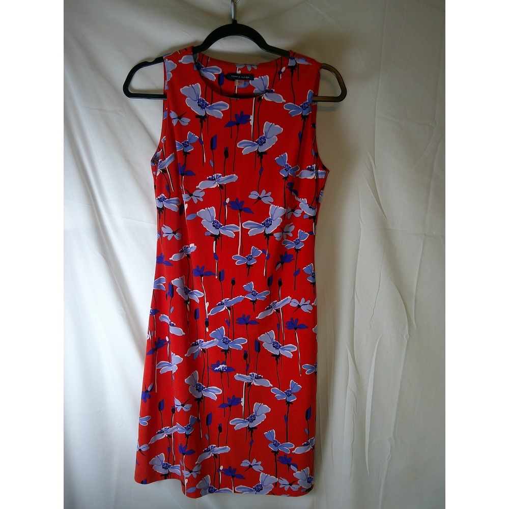 Tommy Hilfiger Womens Orange Blue Floral Sleeveless Sheath‎ Dress Size 2